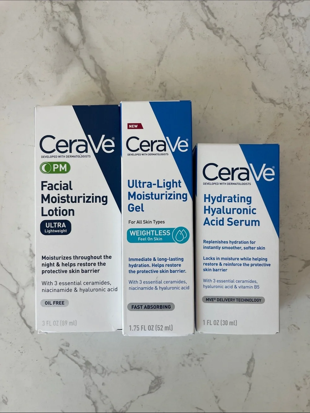 CeraVe Blue and White Hydrating Moisturizer Set — Ultra-Light Gel & Serum